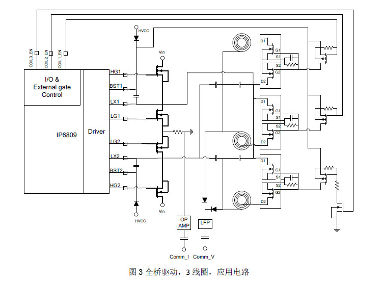 IP6809_三线圈15W无线充应用电路示意图