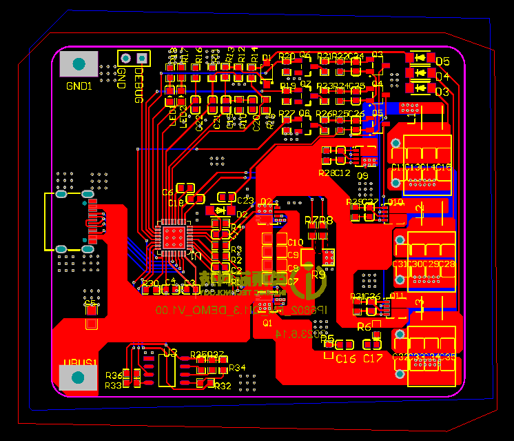 英集芯IP6802无线充电SoC芯片支持多线圈架构与苹果15W快充PCB画板图 英集芯IP6802无线充电SoC芯片支持多线圈架构与苹果15W快充PCB画板图