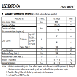碳化硅SiC功率器件UTC友顺USC120R040A 75A 1200V 53mΩ