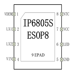 英集芯IP6805S支持QI标准5W无线充电方案ESOP8封装SOC芯片