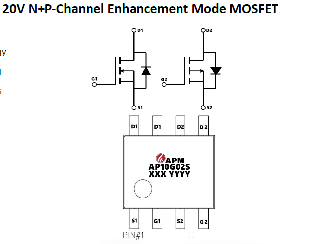无线充电N+PMOS永源微AP10G02LI（20V SOT23-6L）